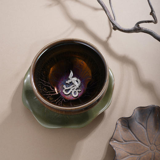 子佩集【福海龙凤】S990银摆件【YSYCJ005】茶具茶杯原创作品金色龙腾凤舞2509 商品图3