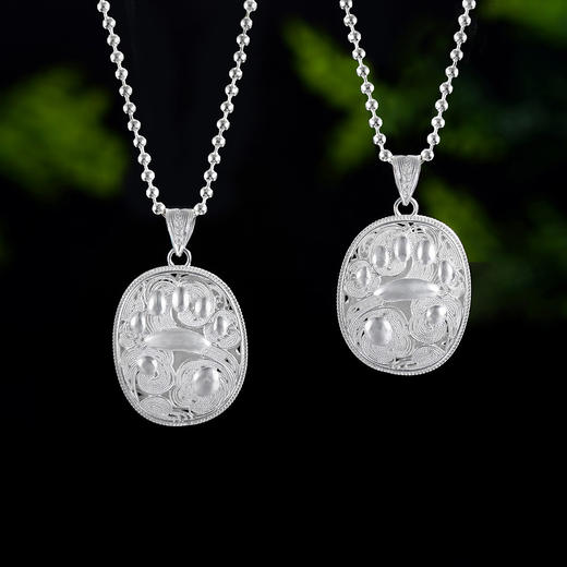 子佩集S990银【青松怡悦】情侣套链项链【DSDZ006】原创作品花丝珐琅彩双面设计2509 商品图2