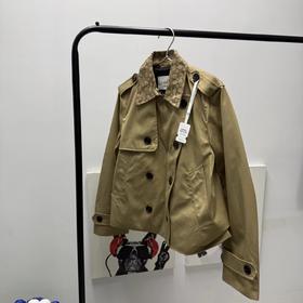 F031849春季新款短款老花卡其色短款巴恩风外套风衣