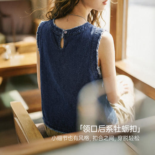 马登日系复古宽松叠单外穿牛仔马甲外套无袖坎肩背心上衣女士春夏 商品图2
