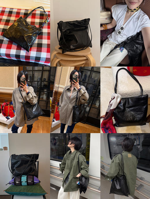 HIDEMI bookbag系列设计感极简羊皮纯色通勤休闲单肩包 商品图1