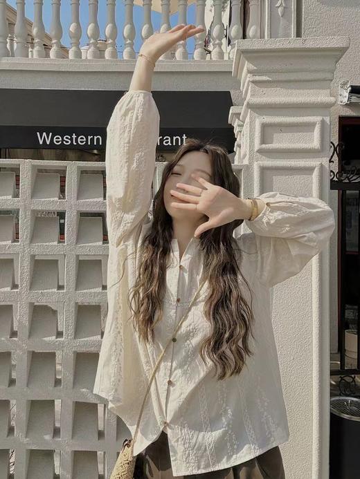 F031860早春新款法式圆领花纱重工刺绣拼接花边百搭衬衫满幅刺绣衬衫 商品图13