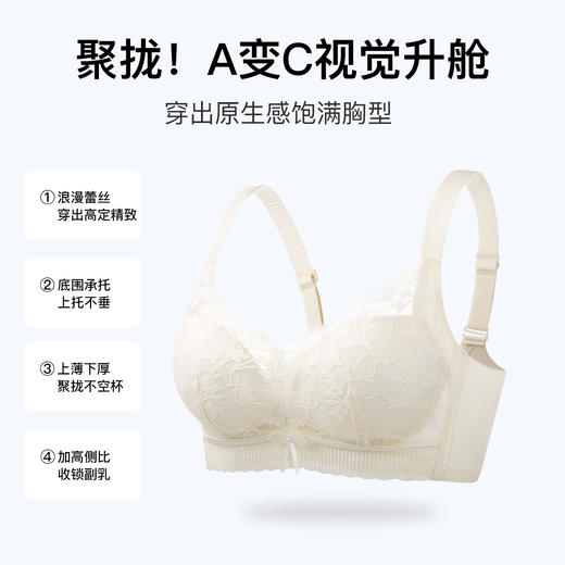 A2-【A-B杯】【小胸聚拢显大】穿出圆润胸型内衣女聚拢防下垂收副乳调整型文胸  清漪婉柔 商品图1