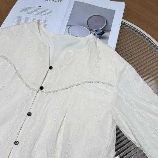 F031860早春新款法式圆领花纱重工刺绣拼接花边百搭衬衫满幅刺绣衬衫 商品图4