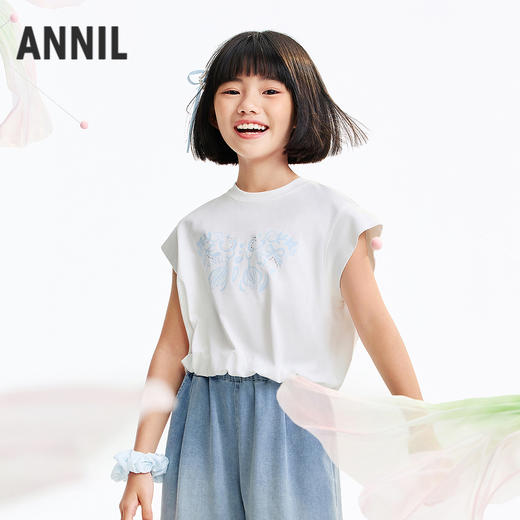 女童圆领短袖针织衫夏季新款安奈儿童装EG621620 商品图2