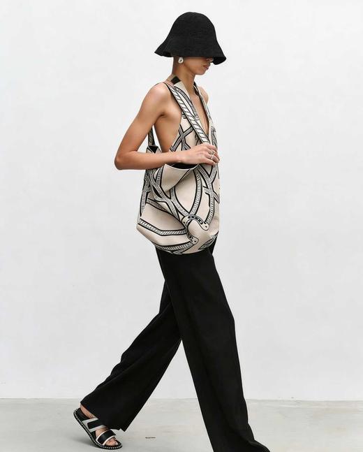 UNI*同款原创小马图腾_编织设计原麻亚麻印花帆布包 商品图1