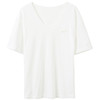 三彩2026夏季新款休闲纯色V领小白T恤宽松落肩短袖套头衫上衣M 商品缩略图4