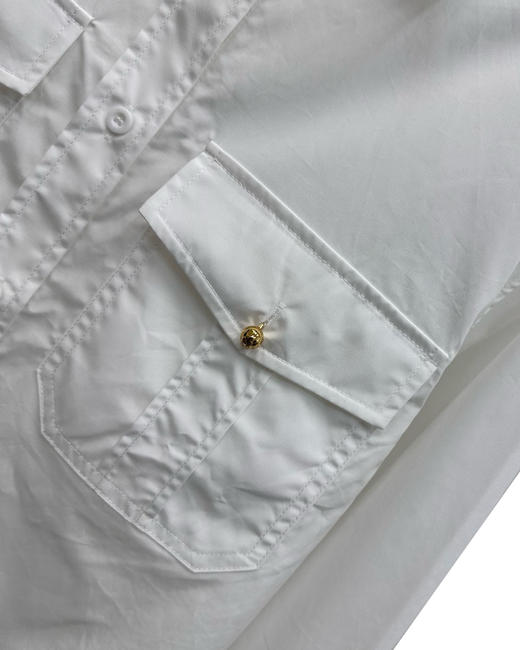 女款宽松全棉口袋长袖衬衫ba008 商品图2