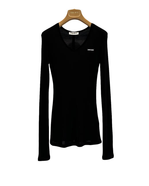 女款丝质羊毛v领打底衫he017 商品图0