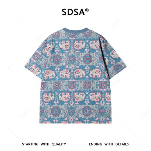 26T172SDSA男装2026新款高贵轻奢时尚撞色大象满印短袖T恤百搭圆领上衣 商品图5