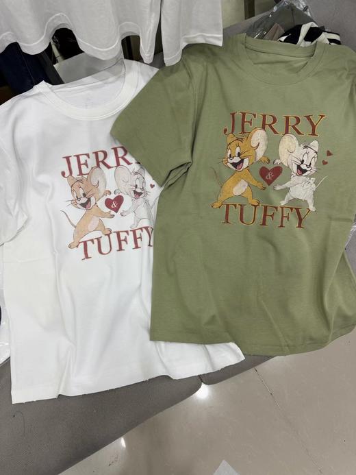 F0318114新品猫和老鼠联名系列斑驳洗旧棉质短袖T恤 商品图1