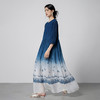 【林栖设计小店】植物染色|手工青花蓝渐变优雅印花2026春新款苎麻连衣裙1961174 商品缩略图1