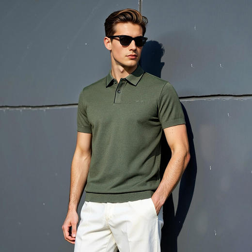 肌理感老钱风polo衫男士潮流简约通勤夏季百搭短袖上衣   XLM-CAC8687210 商品图5