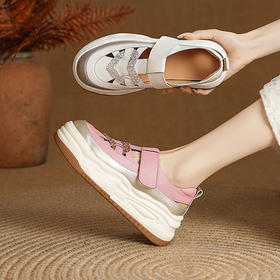 【预售7天】厚底增高编织镂空透气休闲鞋魔术贴单鞋MLD&A229