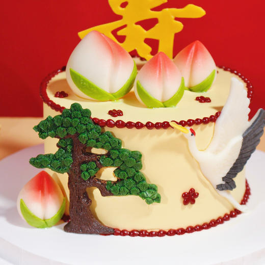 祝寿款【仙鹤献桃】1.8磅 香草奶油芒果夹心口味  | 左羊 商品图4