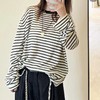 人手B入！ into天丝亚麻条纹   刘雯同款罩衫 康宝莱纱线  舒爽不粘腻   透气针织长袖T恤 商品缩略图3