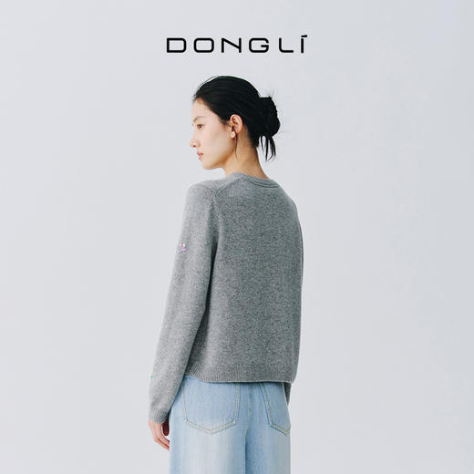 东黎 • 万物复苏 猫猫花园 山羊绒女士春季钉珠手绣提花开衫 6215 商品图4