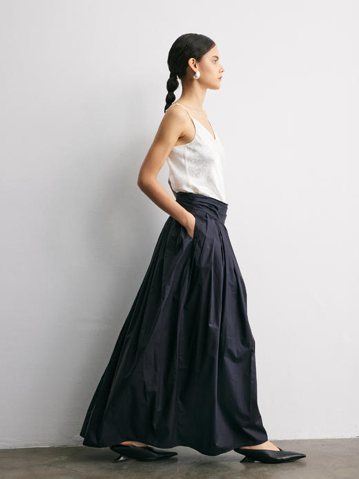 YANYI CHANG｜91880531 腰部抽褶量感半裙 [ 黛墨黑 ] 商品图2