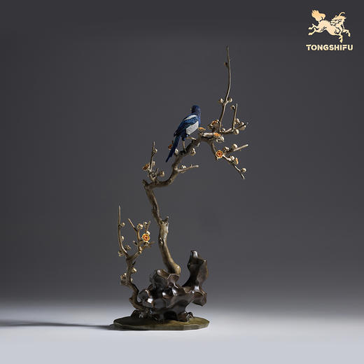 铜师傅《喜至家门》客厅喜鹊铜摆件 新中式酒柜家居装饰结婚送礼 商品图3