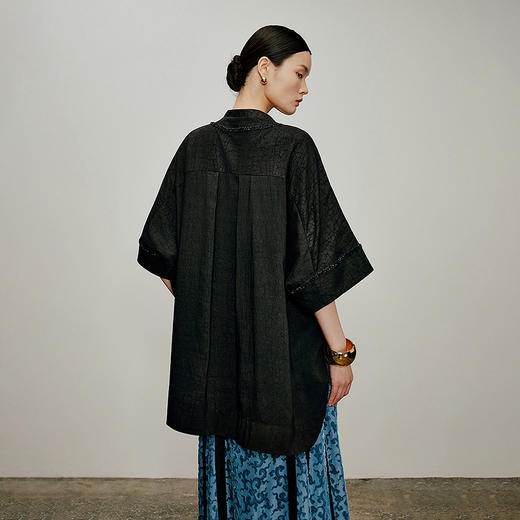 【林栖设计小店】风软流光|手工盘扣香云纱改良氅衣2026夏新款衬衣1962063 商品图3