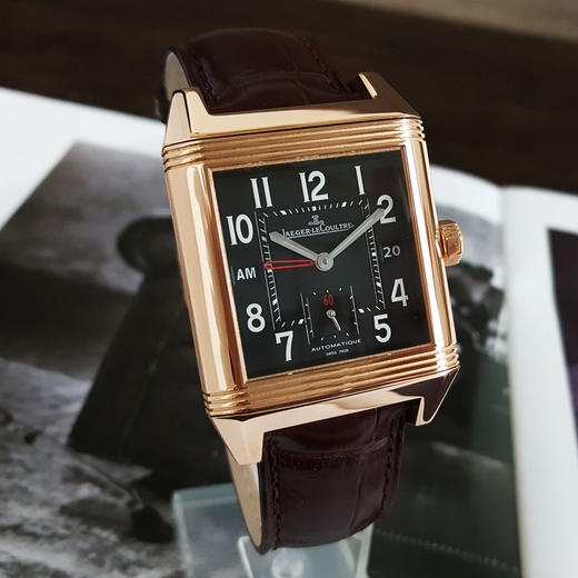 【95新】Jaeger-LeCoultre 积家Q7002620自动机械机芯日期显示、双时区35*50.5MM（含表耳 男款）翻转系列18K玫瑰金090326TJ42 商品图2
