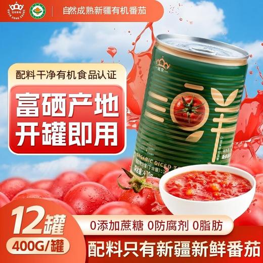【新疆】25年新产季冠农有机番茄丁罐头 新鲜西红柿块番茄块果蔬罐头方便食品400g/罐 商品图0