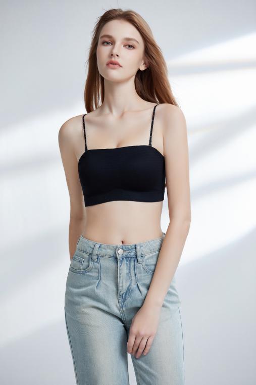 【第二件 0 元｜ 满2件 5 折】【BC通用杯单件】【秀黛】稳搭抹胸背心细肩带环抱软支撑3D固定杯文胸W5116047T【门店同款】 商品图0