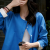 LONGNVFAIR克莱因蓝纯棉假两件衬衫  | 把天空穿在身上，显白高级【3-7天发货，周末顺延】 商品缩略图1