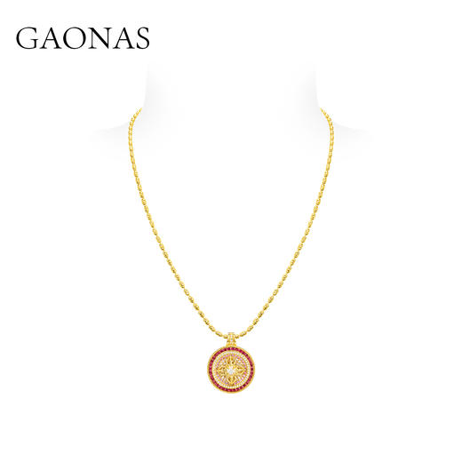GAONAS高纳仕 镜花宝相中式贵气金色圆项链11918XGO 商品图2