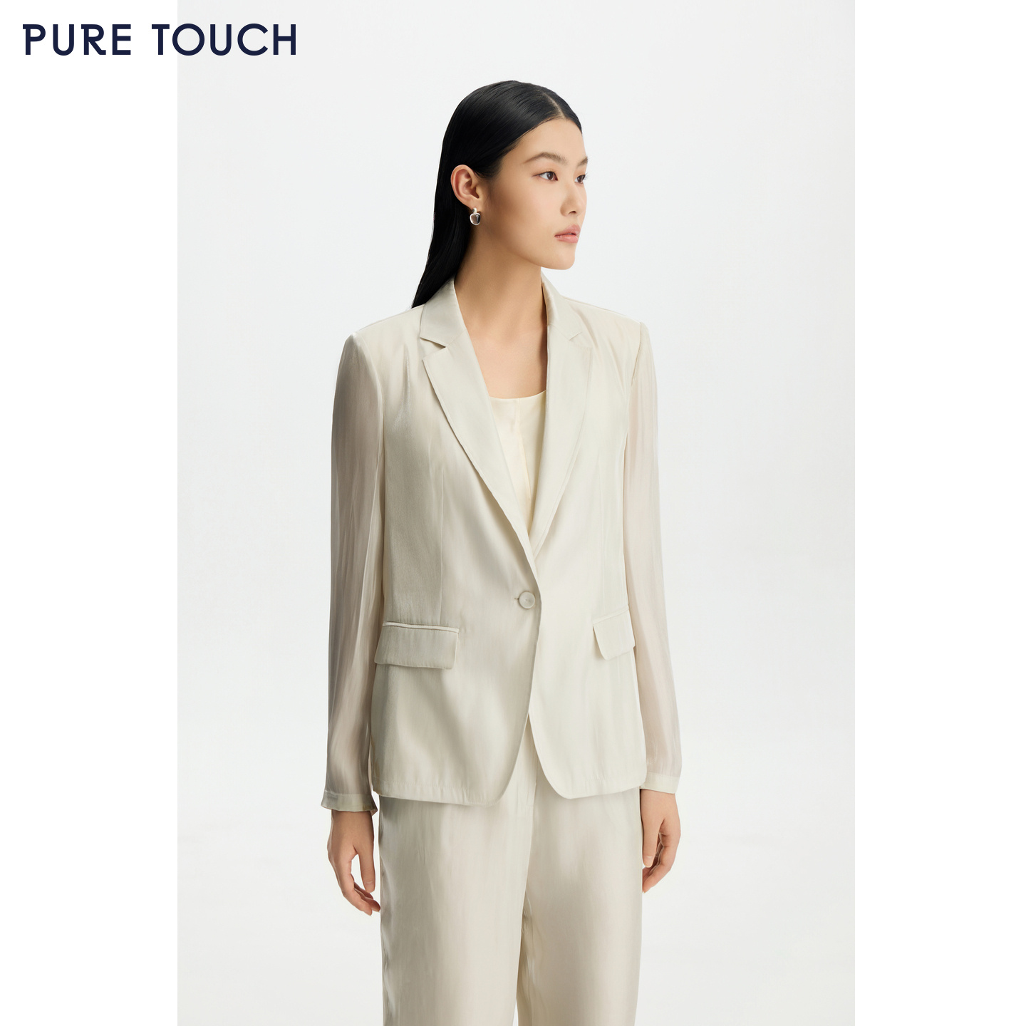 商场同款PURE TOUCH 26春夏新款水银纱西装外套微收腰珠光西服女