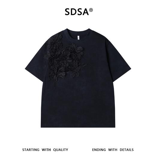 26T137SDSA男装2026新款高贵轻奢高街重工立体花朵短袖T恤显瘦百搭上衣 商品图1