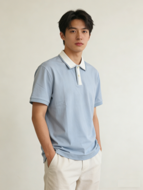 G2000男装SS26商场新款丝光棉休闲剪裁短袖POLO衫61143014