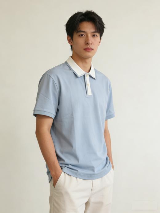 G2000男装SS26商场新款丝光棉休闲剪裁短袖POLO衫61143014 商品图0