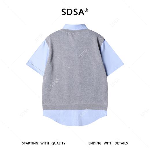 SDSA男装2026新款高贵轻奢韩版撞色假两件针织短袖T恤百搭宽松 商品图4