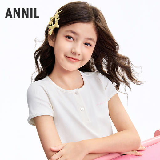 女童圆领短袖针织衫夏季新款安奈儿童装EG621670 商品图1
