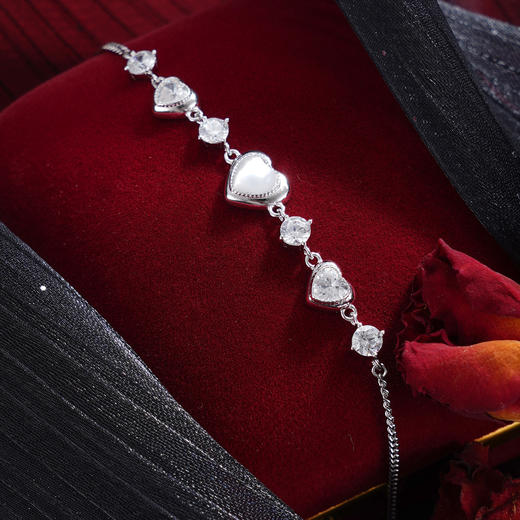 子佩集【心心相映】S925银手链【SL070461】时尚猫眼石爱心2509 商品图5