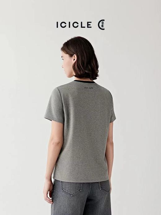 F0318113女装2026春季新款棉针织布T恤撞色圆领休闲短袖 商品图6