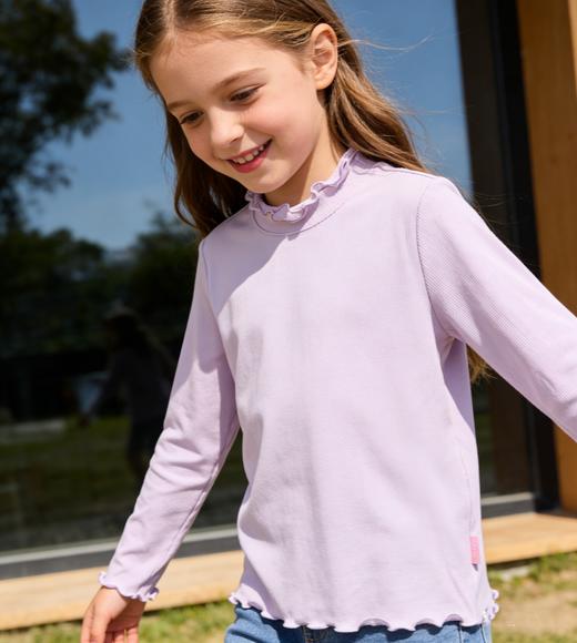 【50S超软莫代尔】SCHIESSER德国舒雅女童莫代尔氨纶薄款春秋打底保暖木耳花边打底衫36/25284U 商品图0