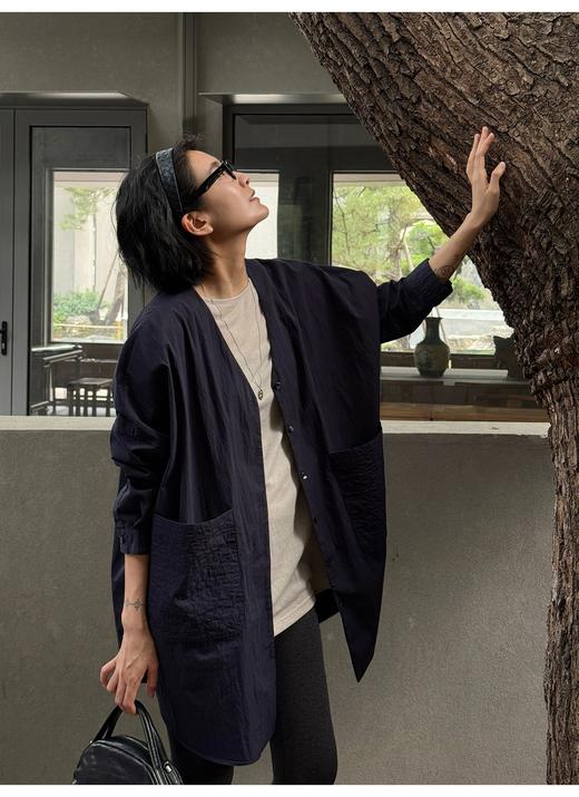 ROW风单排扣文艺慵懒感V领衬衫风衣外套 商品图7