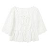 【100棉】三彩2026夏季新款方领绣花A字娃娃衫七分袖衬衫上衣M 商品缩略图4