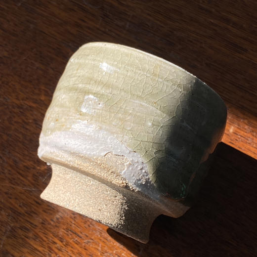 日本中古粗陶手作茶杯 带签章 X1531 商品图3