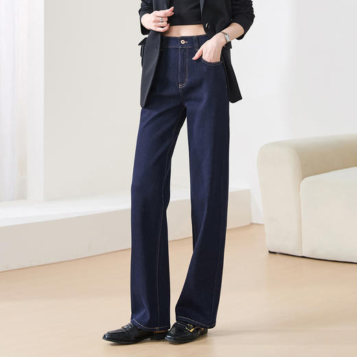 【弹力！显瘦！窄版直筒裤】逸阳春新品不易褪色四面弹宽松直筒阔腿牛仔裤5626VB1 商品图4