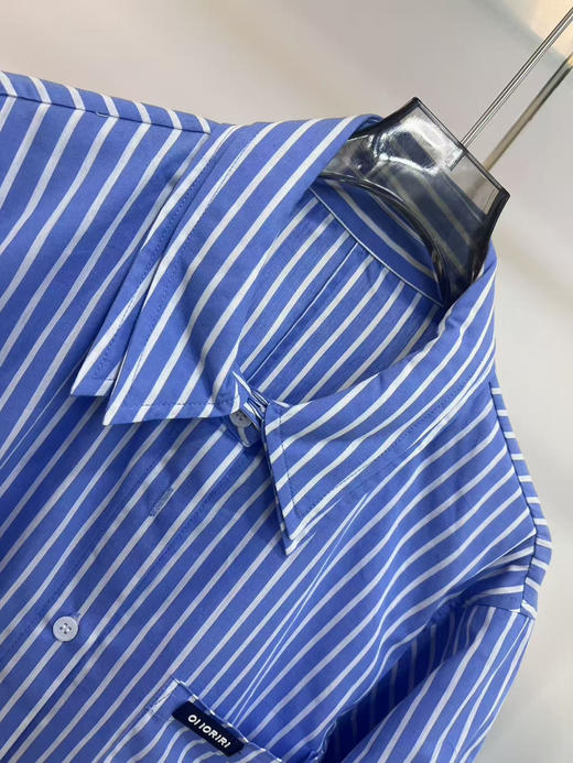 新款原单潮牌假两件拼接条纹衬衫（宽松版）软面料棉质 商品图1