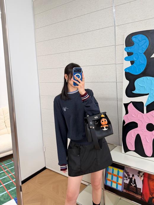 普拉达新款字母徽标撞色圆领卫衣（KX） 商品图1