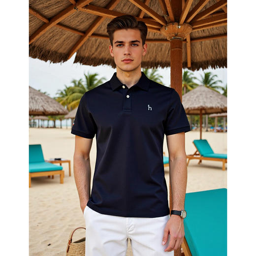 棉+莱赛尔面料舒适透气夏季男士短袖polo衫休闲翻领T恤   XLM-CM8687151 商品图2