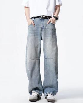 F031852春季新款时尚通勤百搭显瘦情侣款直筒牛仔裤