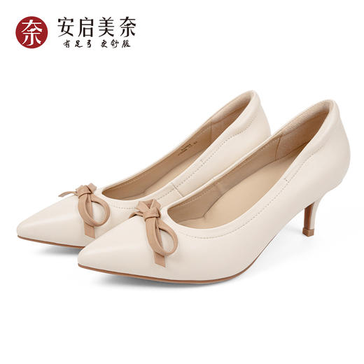 ARCHCONTACT安启美奈浅口蝴蝶结小高跟单鞋52804 商品图5