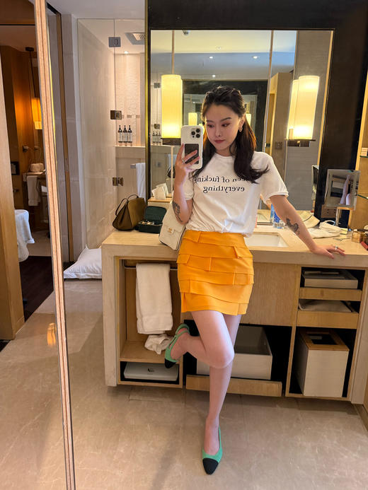 DUO智仙生 热情小芒果 春夏丝质千层半裙 商品图2