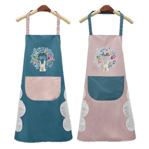 【pvc防水面料❗牢固耐穿】花环兔防水围裙防油污厨房家用擦手高颜值女围裙。xa 商品图3