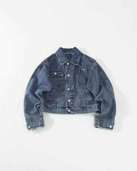 F031885美式复古百搭纯棉牛仔布男女同款牛仔外套夹克